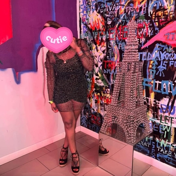 Black Sheer Stone Dress - Picture 3 of 3